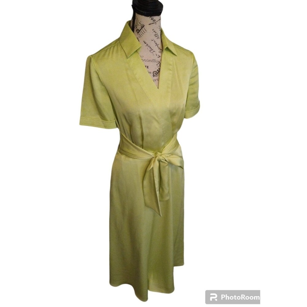 Tahari Arthur S. Levin maxi dress sz 4 Green/yellow Boho Classic Feminine Artsy